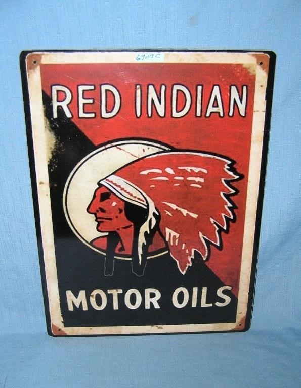 Red Indian motor oil style advertising sign