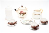 Vintage Milk Glass, Teapot, Coffee Cups & Saucers