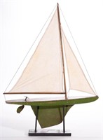 AMERICAN CARVED AND PAINTED POND / SAILBOAT