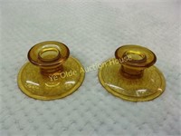 Pr Amber Glass Candle Holders