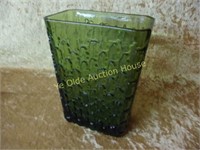 Heavy Textured Green Art Glass Vase
