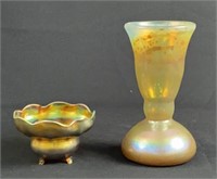 Footed Signed Tiffany Bowl & Eickholt Vase