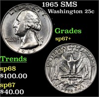 1965 SMS Washington Quarter 25c Grades sp67+