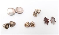 Silver & Silver-Plate Clip Earrings, 5 Pair