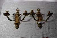 Pr of Brass Candle Wall Sconces