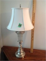 silver / glass base table lamp
