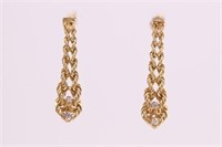 14kt Yellow Gold Chain Diamond Earrings