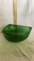 Green glass salad bowl