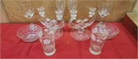 MISC CLEAR GLASS CUPS BOWLS CANDLE HOLDERS