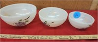 3 MATCHING  FIRE KING OVEN WARE BOWLS HAND