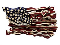 Folk Art American Flag Painting on Wood