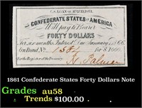 1861 Confederate States Forty Dollars Note Grades