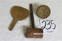 3 OLD ITEMS, BUTTER MOLD, ECT.