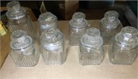 Lot of 8 glass canisters