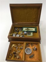 Wood jewelry box with men's cuff links
