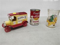 replica ford, campbell's coinbank and cup