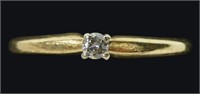14K Yellow gold diamond solitaire ring, size 7.25,