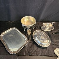 Silver plated Serving Pieces; Reserve $10