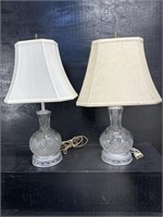2 CUT GLASS LAMPS WITH SHADES