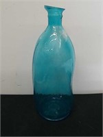 14-in blue painted decorative bottle