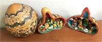 Vtg Mexican Hand Carved Gourds 1 Is Shadowbox