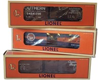 THREE LIONEL BOXCARS NEW IN BOX