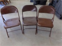 3 Metal folding chairs