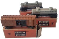 THREE EARLY LIONEL TRAINS IN ORIGINAL BOXES