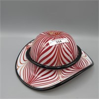 Fenton Red/White/Ebony Pulled Feathers Hat Fetty