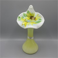 Fenton 11" HP Yellow Cased Rib Optic JIP Vase-