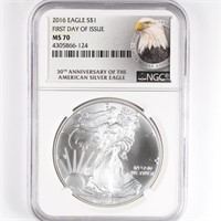 2016 Silver Eagle NGC MS70 FDOI