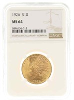 1926 US INDIAN HEAD $10 GOLD COIN NGC MS64