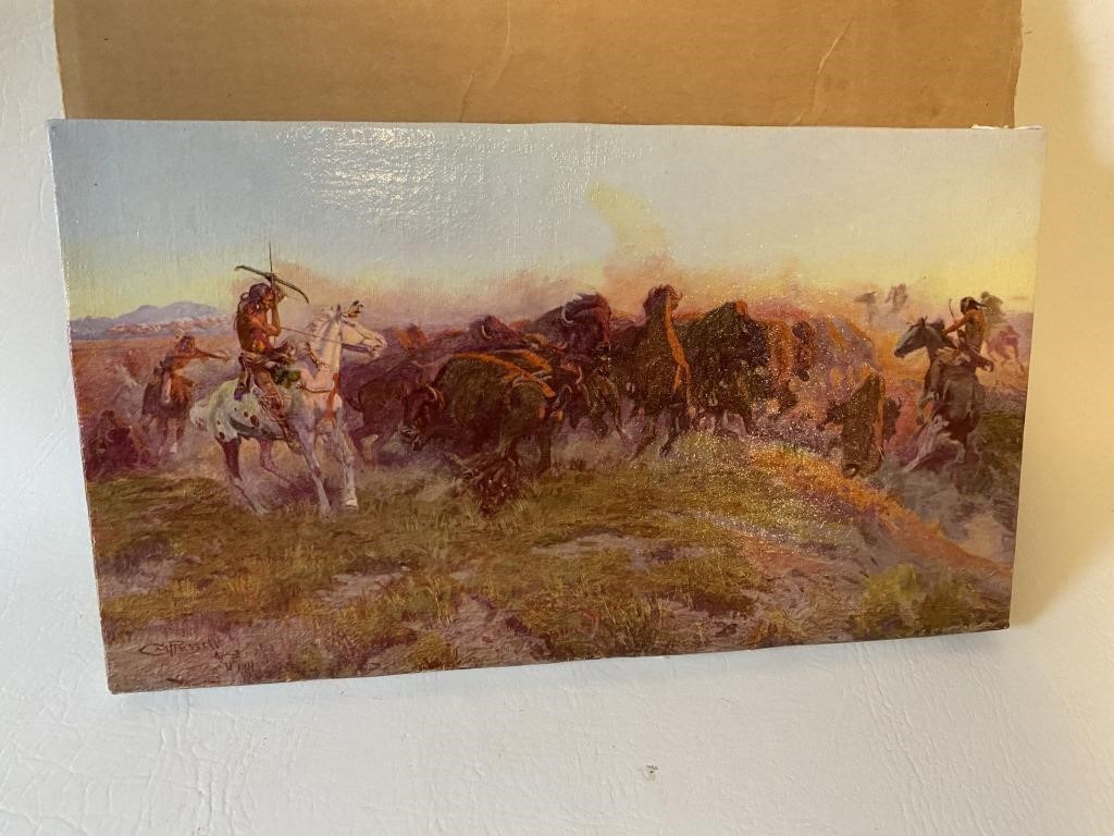 CM Russell "The last of the Herd" Canvas Painting