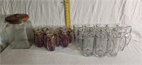 (12) Glass Beer Mugs, (10) Glass Vases