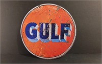 Unused Gulf Oil Metal Sign 12" D