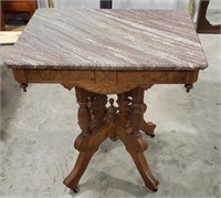 Victorian Blush Marble-Top Parlor Table, on