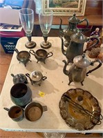 assorted silver plate items