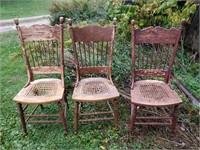 3 matching wooden chairs