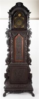 Monumental English Carved Oak Tall Case Clock