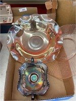 CARNIVAL GLASS AND DEPRESSION GLASS PLATE