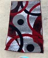 RED AND BLACK RUG- 2.3FTX3.3FT