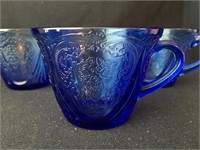 Vintage Royal Lace Cobalt Blue  Glass Cups