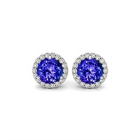 Genuine Tanzanite Topaz Sterling Stud Earrings