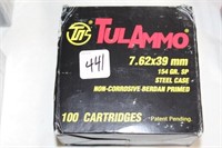 100 ROUNDS TULAMMO 7.62 X 39 MM AMMO