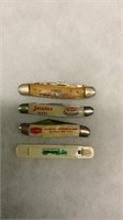 4 Vtg Adv Pocket Knives