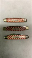 3 Vtg Purina Pocket Knives