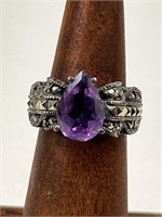 Vintage Judith Jack Amethyst Ring.