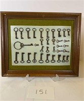 Framed Antique Skeleton Key Display