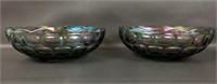 Two Blue Carnival Glass Bowls