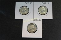 3 SILVER WASHINGTON QUARTERS